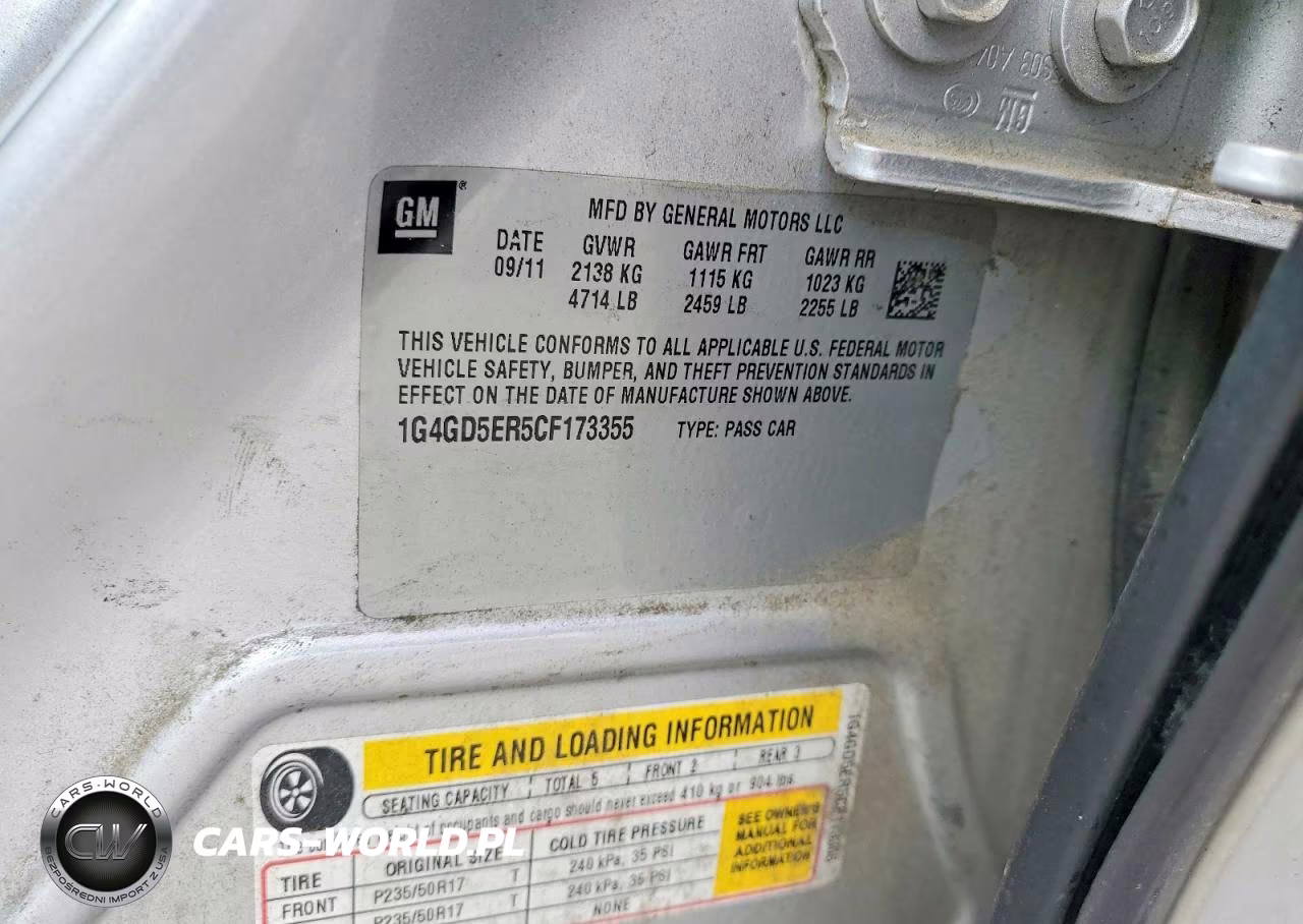 2012 Buick Lacrosse Premium VIN:1G4GD5ER5CF173355 - 12