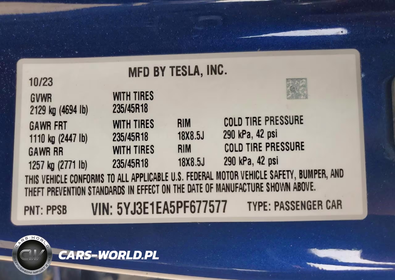 2023 Tesla Model 3 VIN:5YJ3E1EA5PF677577 - 12