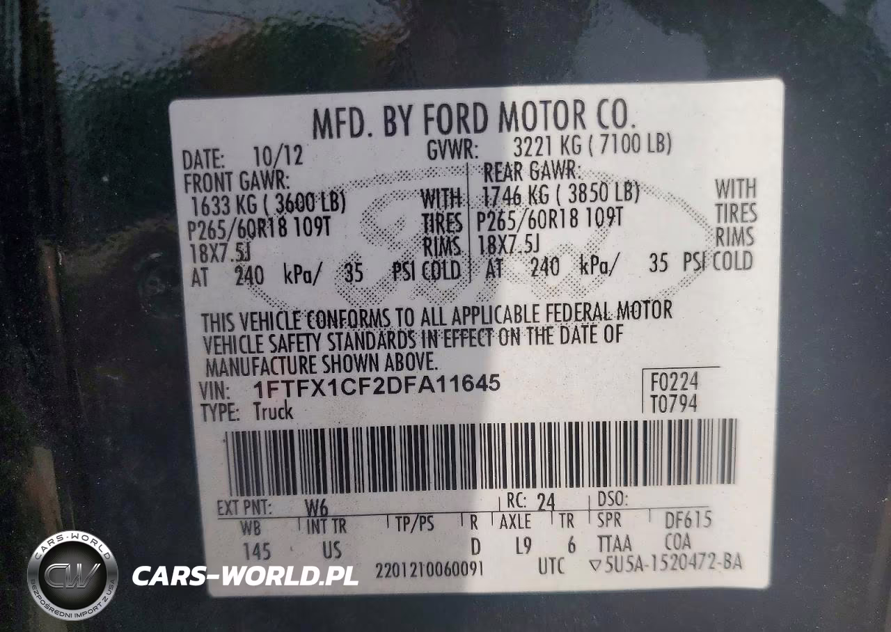 2013 Ford F150 Super Cab VIN:1FTFX1CF2DFA11645 - 12