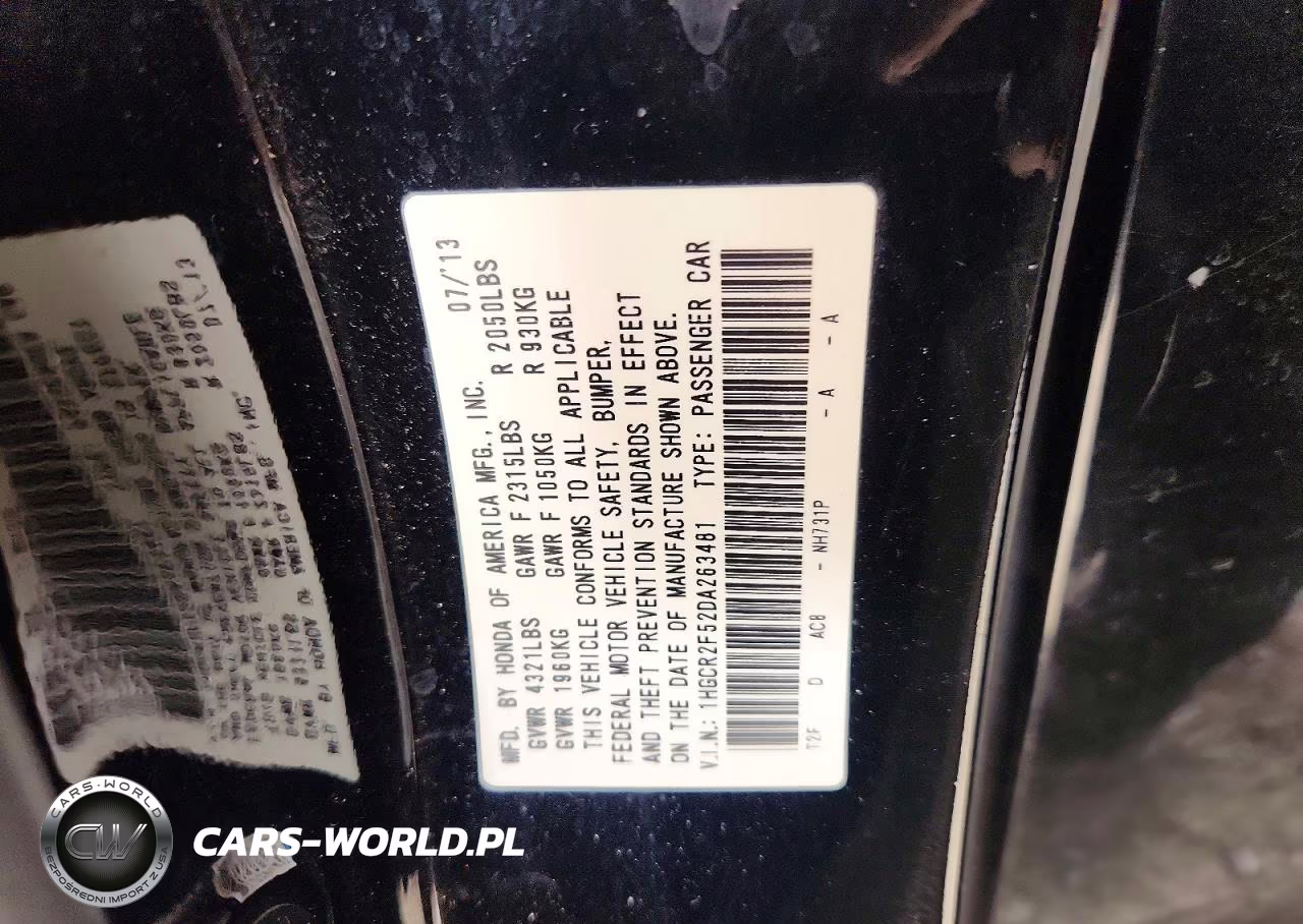 2013 Honda Accord Sport VIN:1HGCR2F52DA263481 - 12