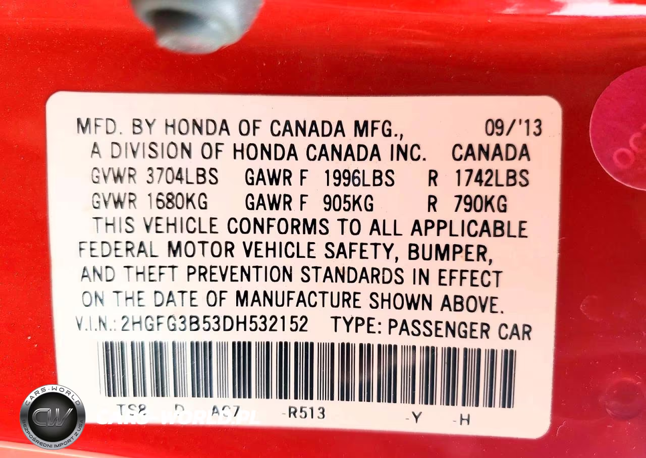 2013 Honda Civic Lx VIN:2HGFG3B53DH532152 - 12