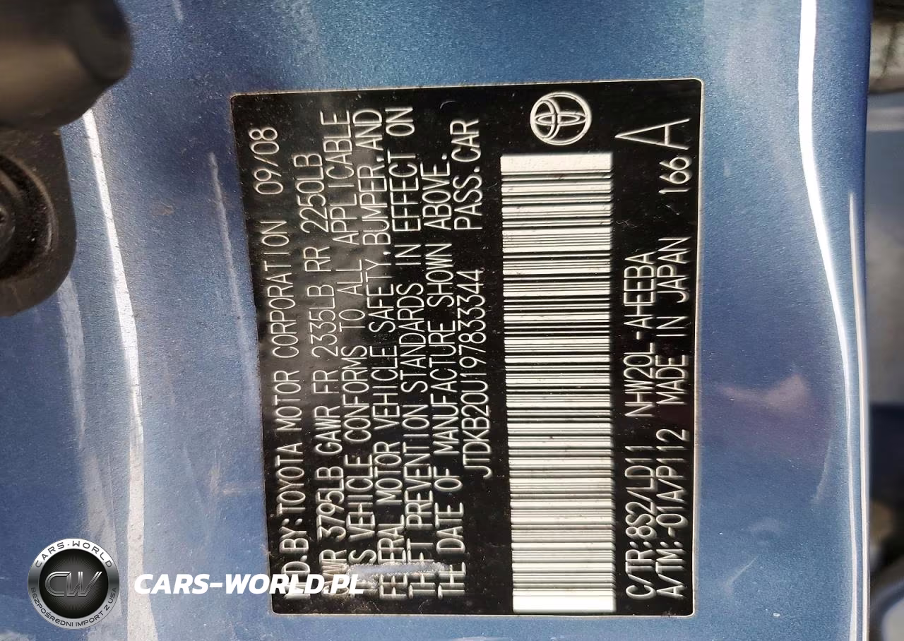 2009 Toyota Prius Base VIN:JTDKB20U197833344 - 12