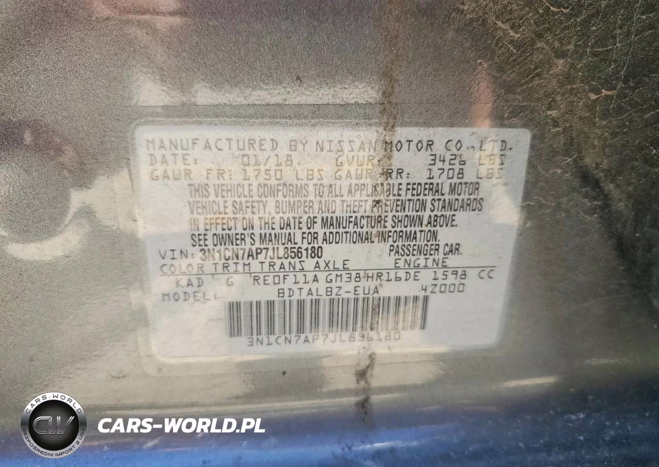 2018 Nissan Versa Sv VIN:3N1CN7AP7JL856180 - 13