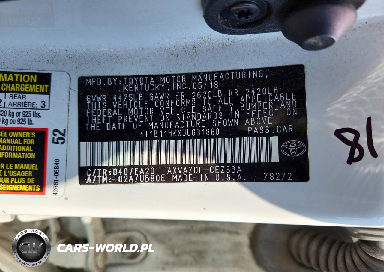 2018 Toyota Camry Se VIN:4T1B11HKXJU631880 - 13