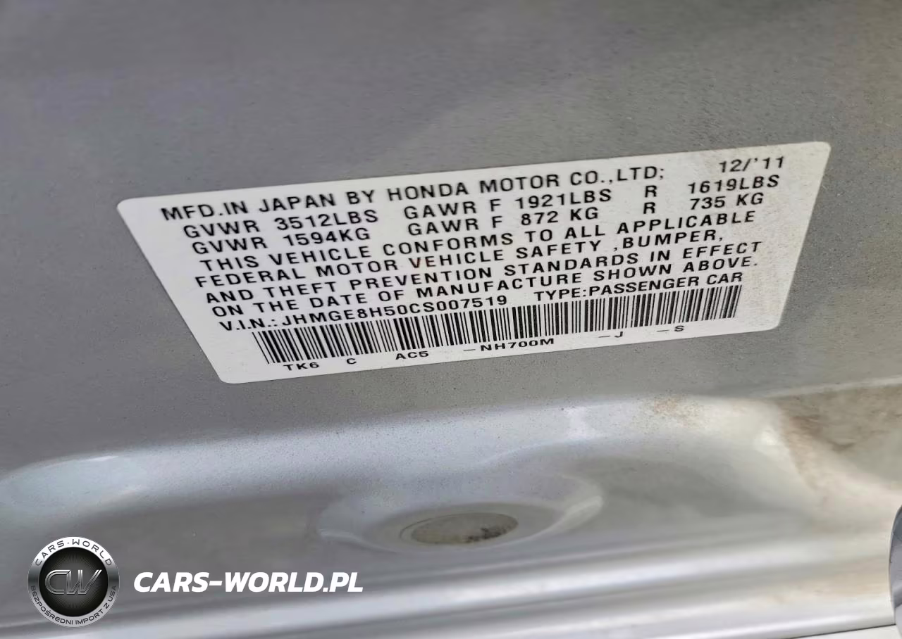2012 Honda Fit Sport VIN:JHMGE8H50CS007519 - 12