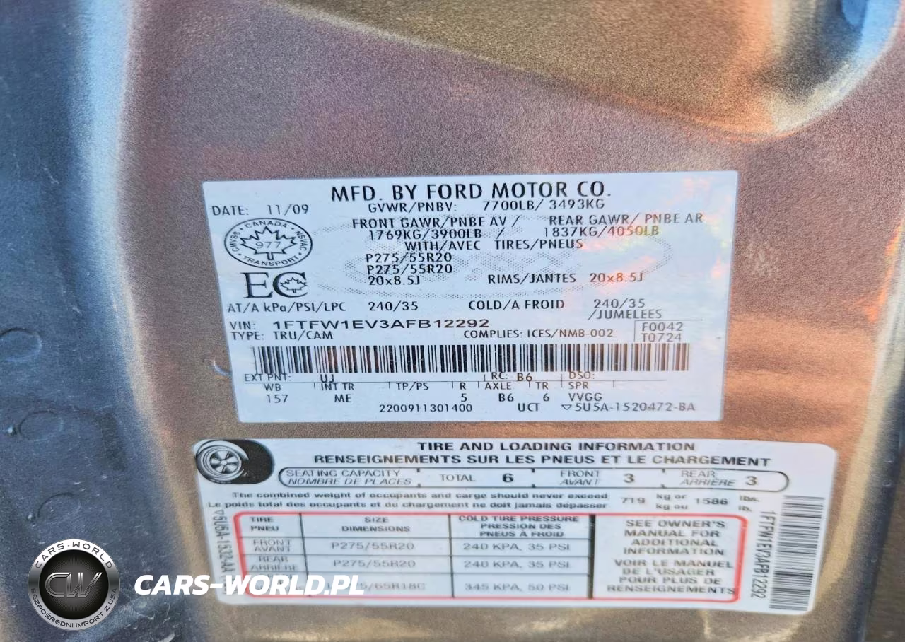 2010 Ford F150 Supercrew VIN:1FTFW1EV3AFB12292 - 12