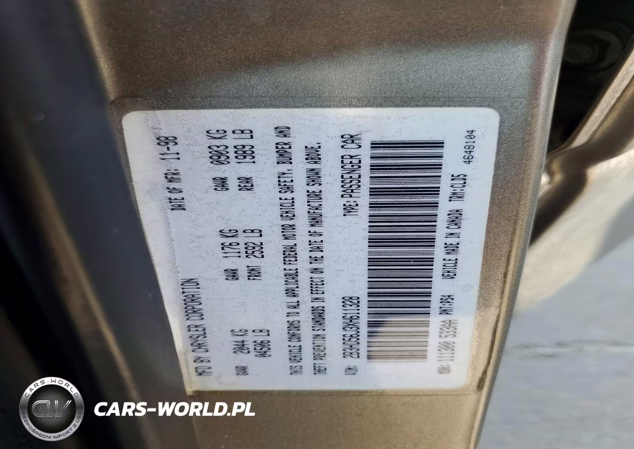 1999 Dodge Intrepid Es VIN:2B3HD56J3XH611328 - 12