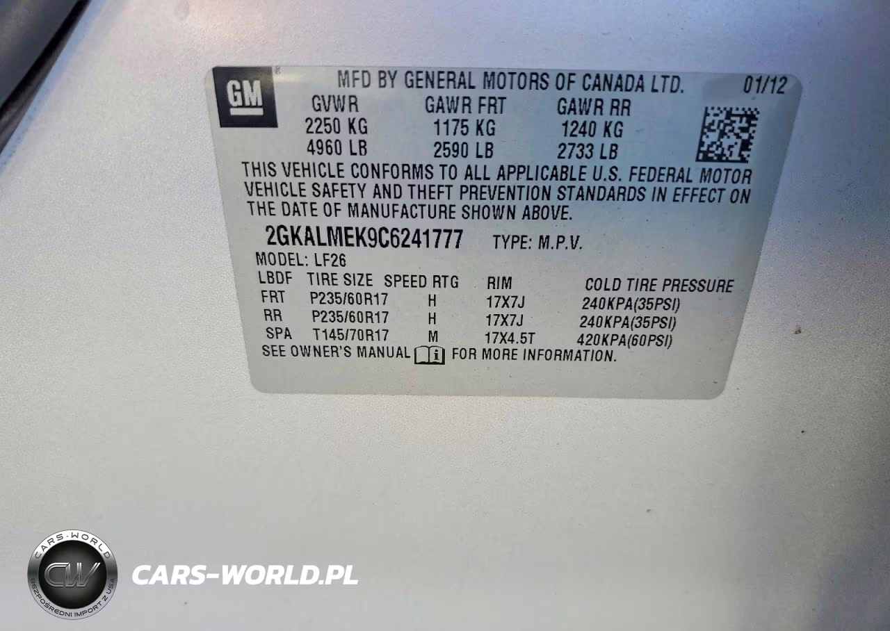 2012 GMC Terrain Sle VIN:2GKALMEK9C6241777 - 14