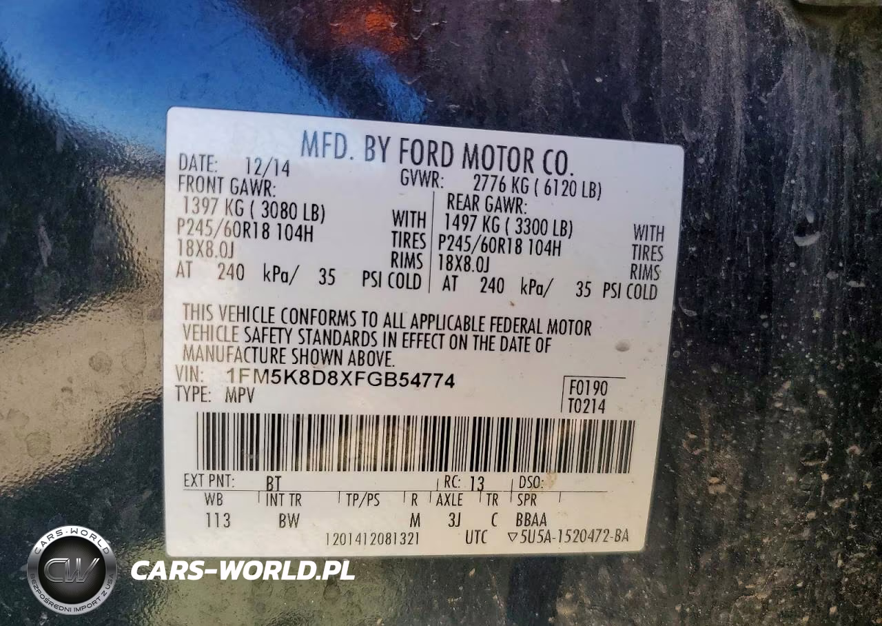 2015 Ford Explorer Xlt VIN:1FM5K8D8XFGB54774 - 12