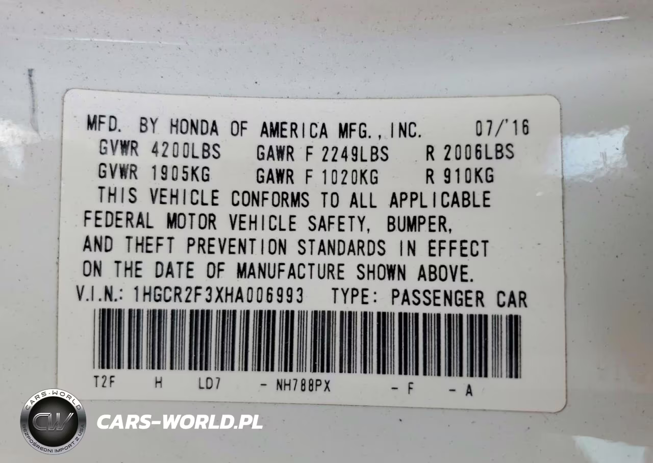 2017 Honda Accord Lx VIN:1HGCR2F3XHA006993 - 12