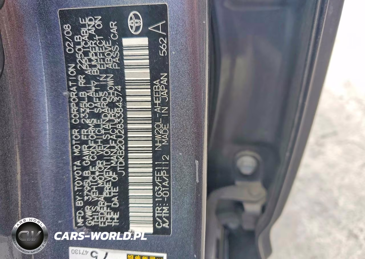 2008 Toyota Prius Standard VIN:JTDKB20U283384374 - 12