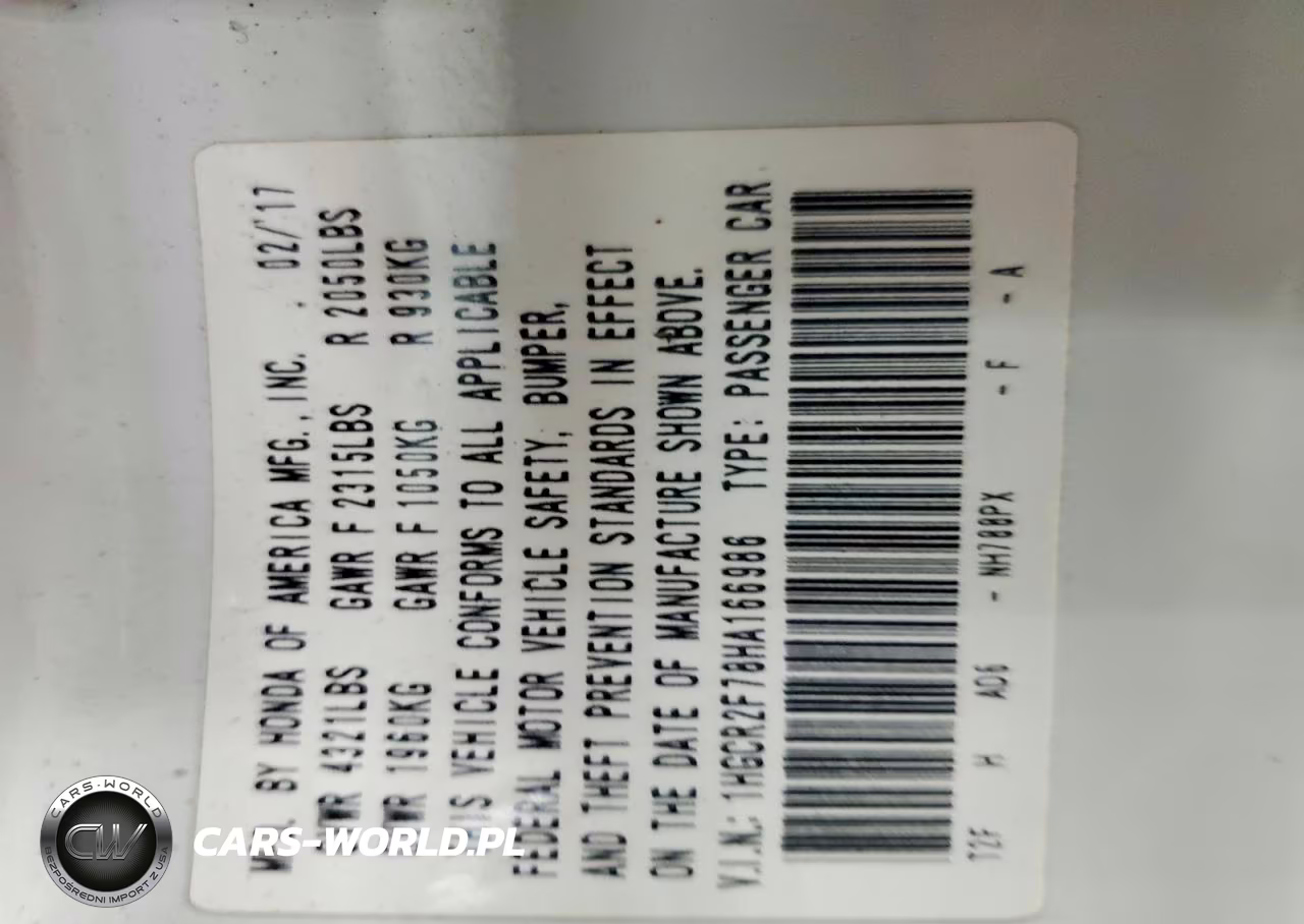 2017 Honda Accord Ex VIN:1HGCR2F78HA166986 - 12