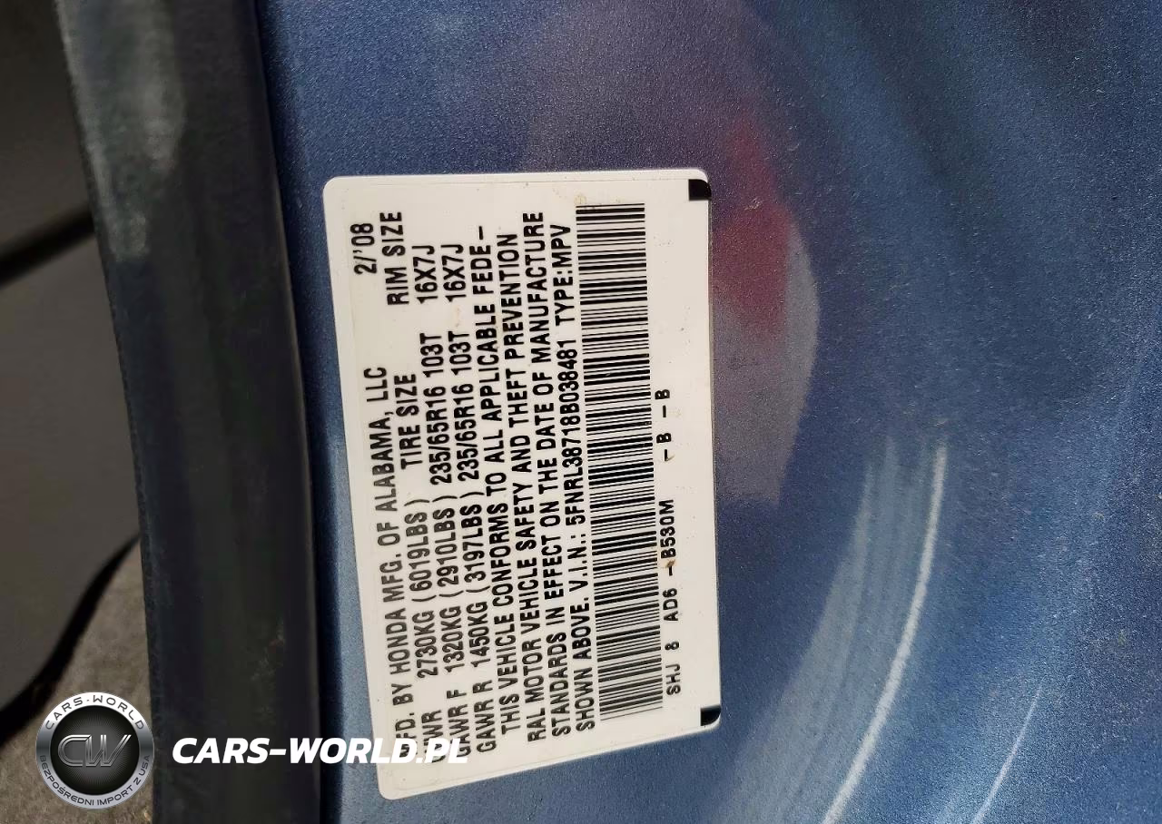 2008 Honda Odyssey Exl VIN:5FNRL38718B038481 - 13