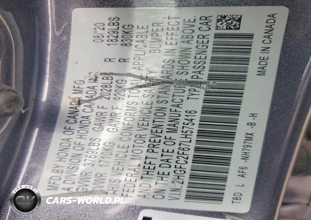 2020 Honda Civic Lx VIN:2HGFC2F67LH575416 - 12