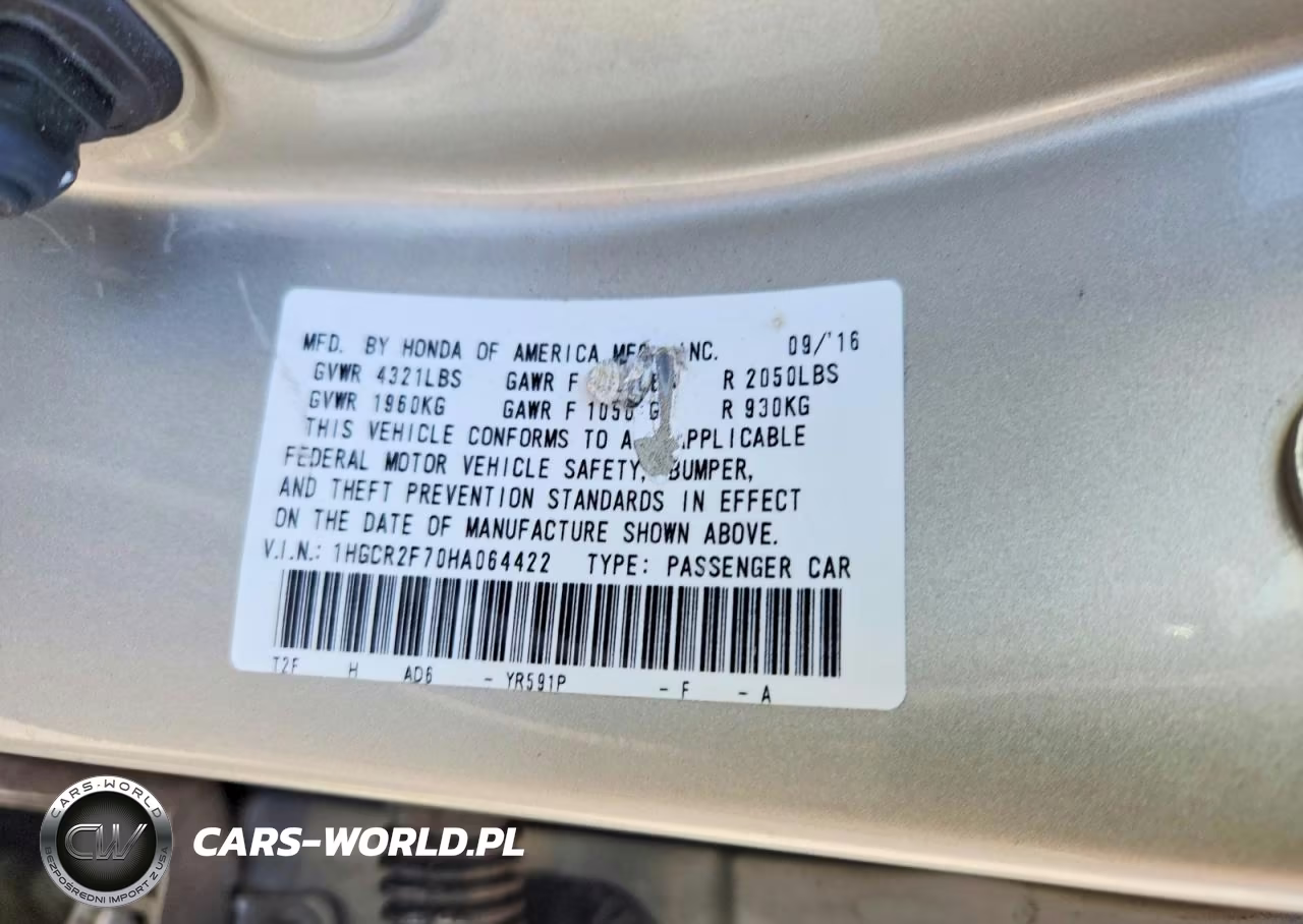 2017 Honda Accord Ex VIN:1HGCR2F70HA064422 - 12
