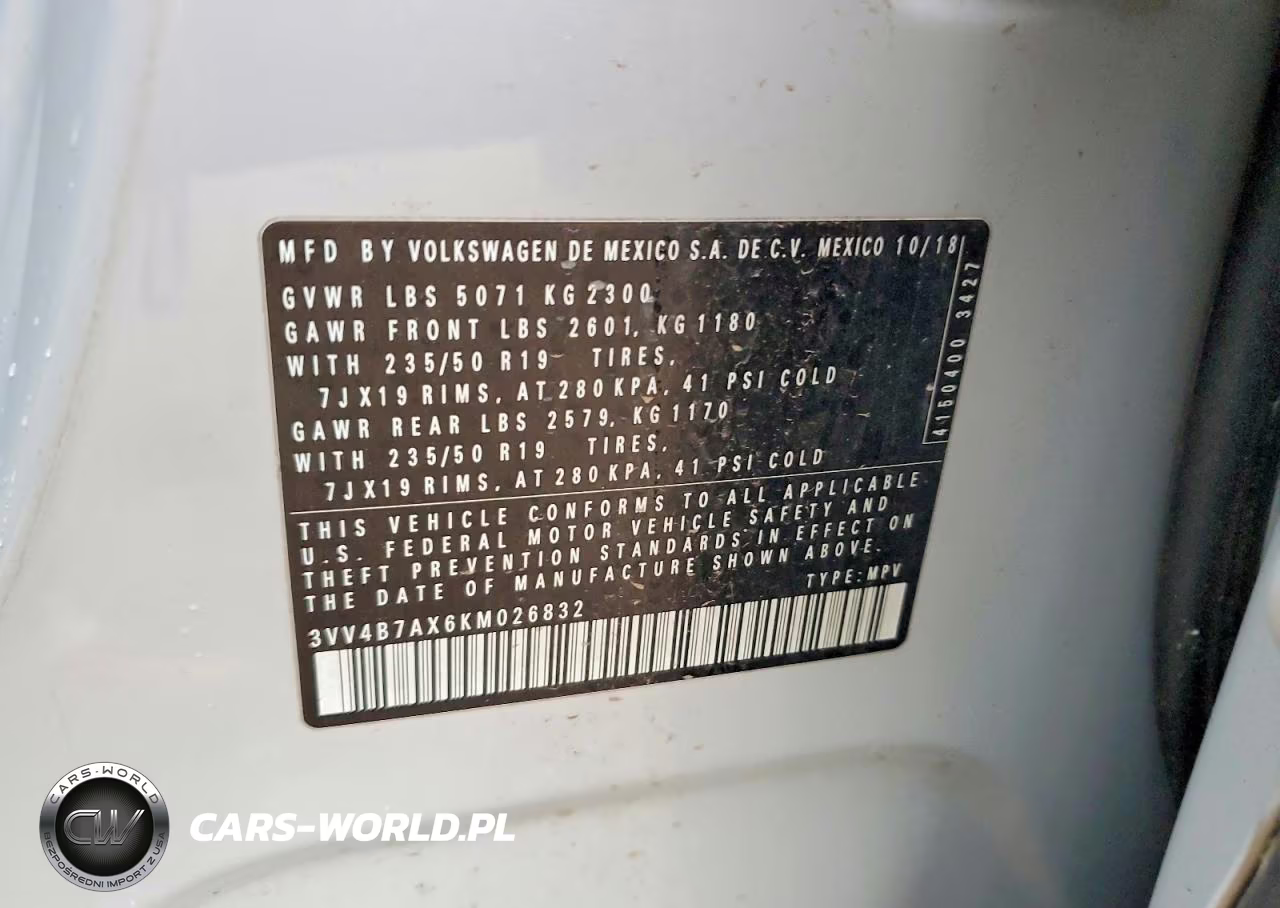 2019 Volkswagen Tiguan Sel Premium VIN:3VV4B7AX6KM026832 - 13