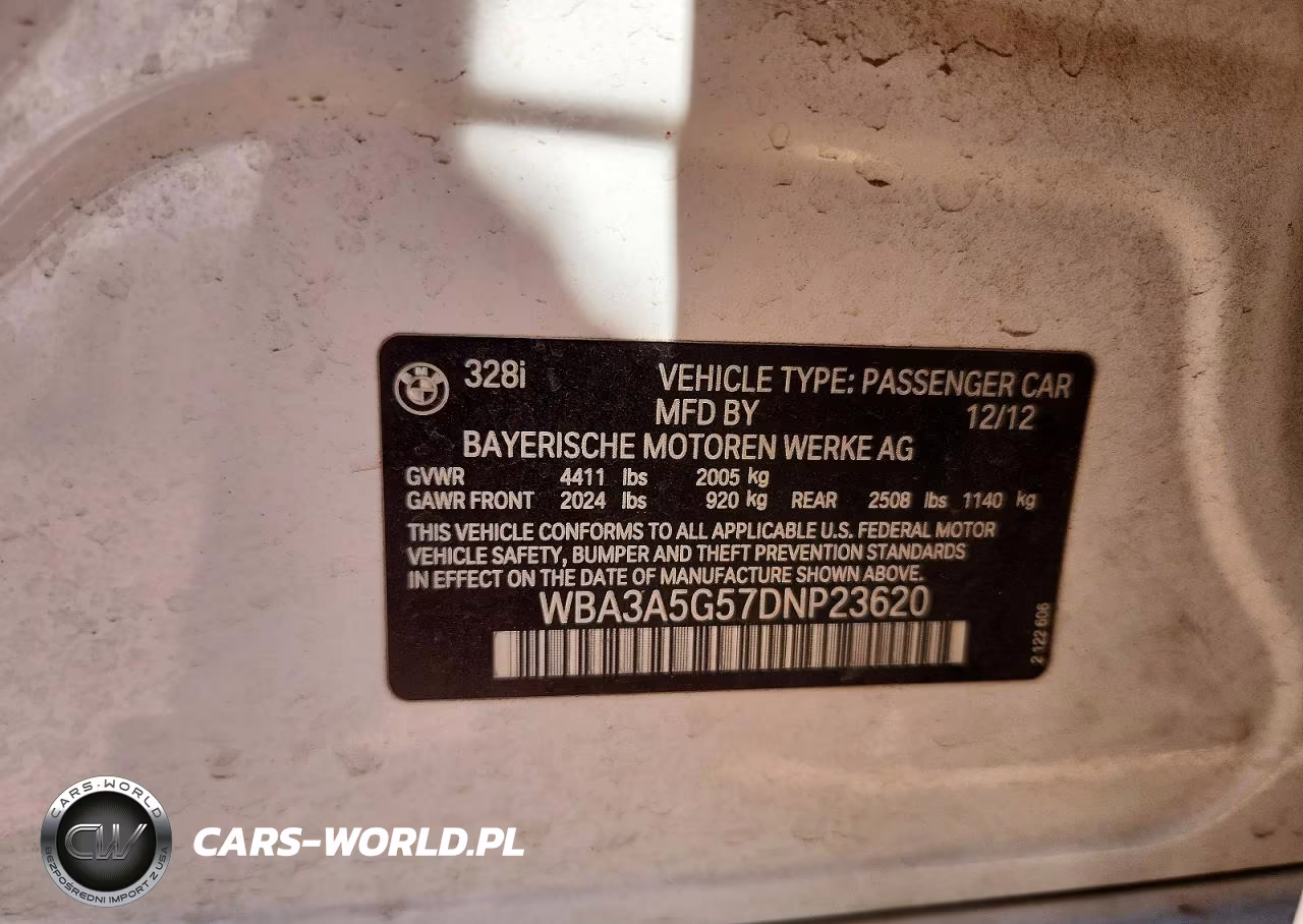 2013 BMW 328 I VIN:WBA3A5G57DNP23620 - 12