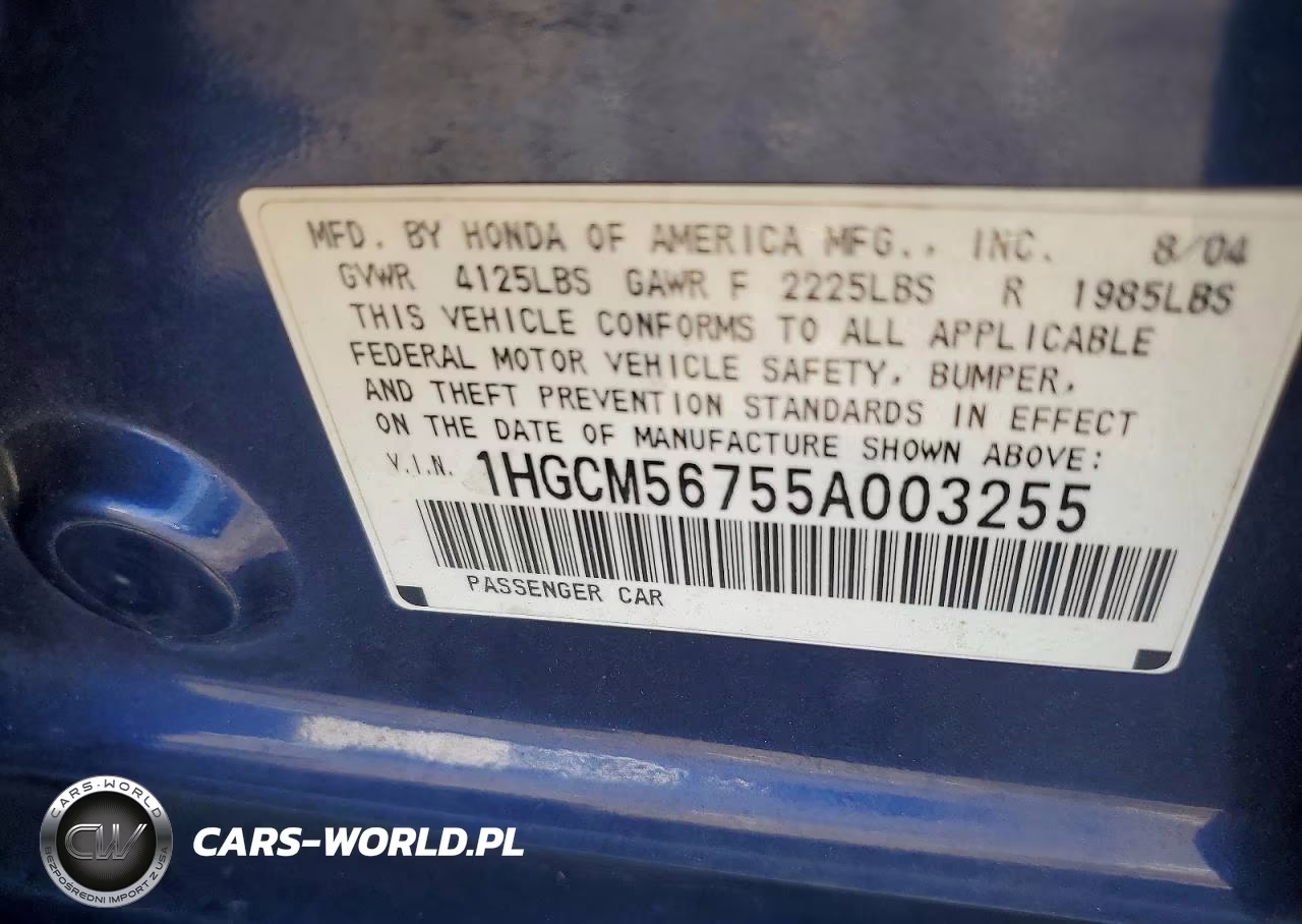 2005 Honda Accord Ex VIN:1HGCM56755A003255 - 12