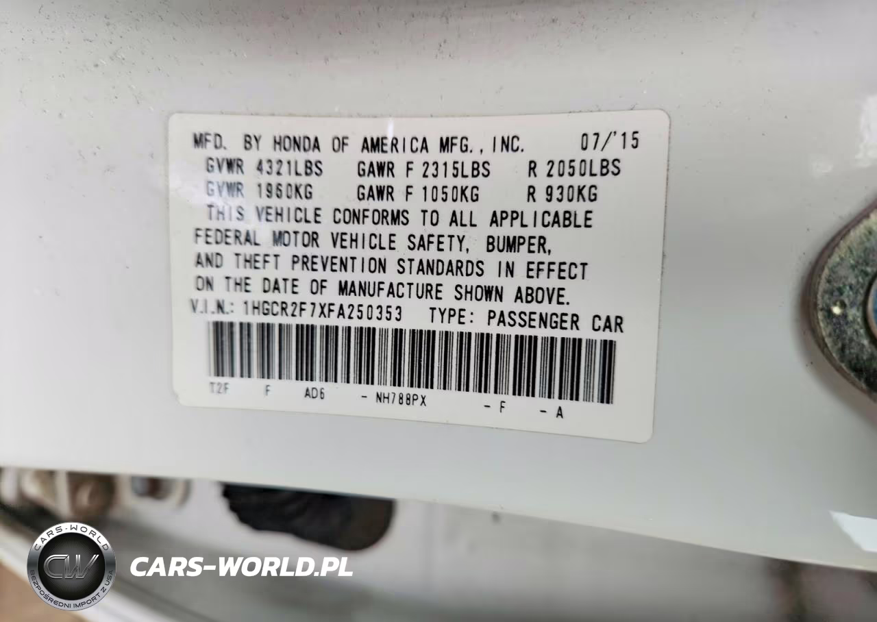 2015 Honda Accord Ex VIN:1HGCR2F7XFA250353 - 13