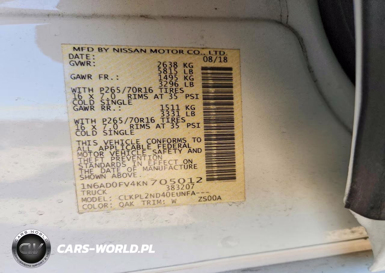 2019 Nissan Frontier Sv VIN:1N6AD0FV4KN705012 - 13