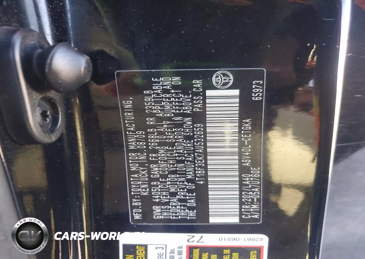 2010 Toyota Camry Xle VIN:4T1BF3EK7AU532659 - 12