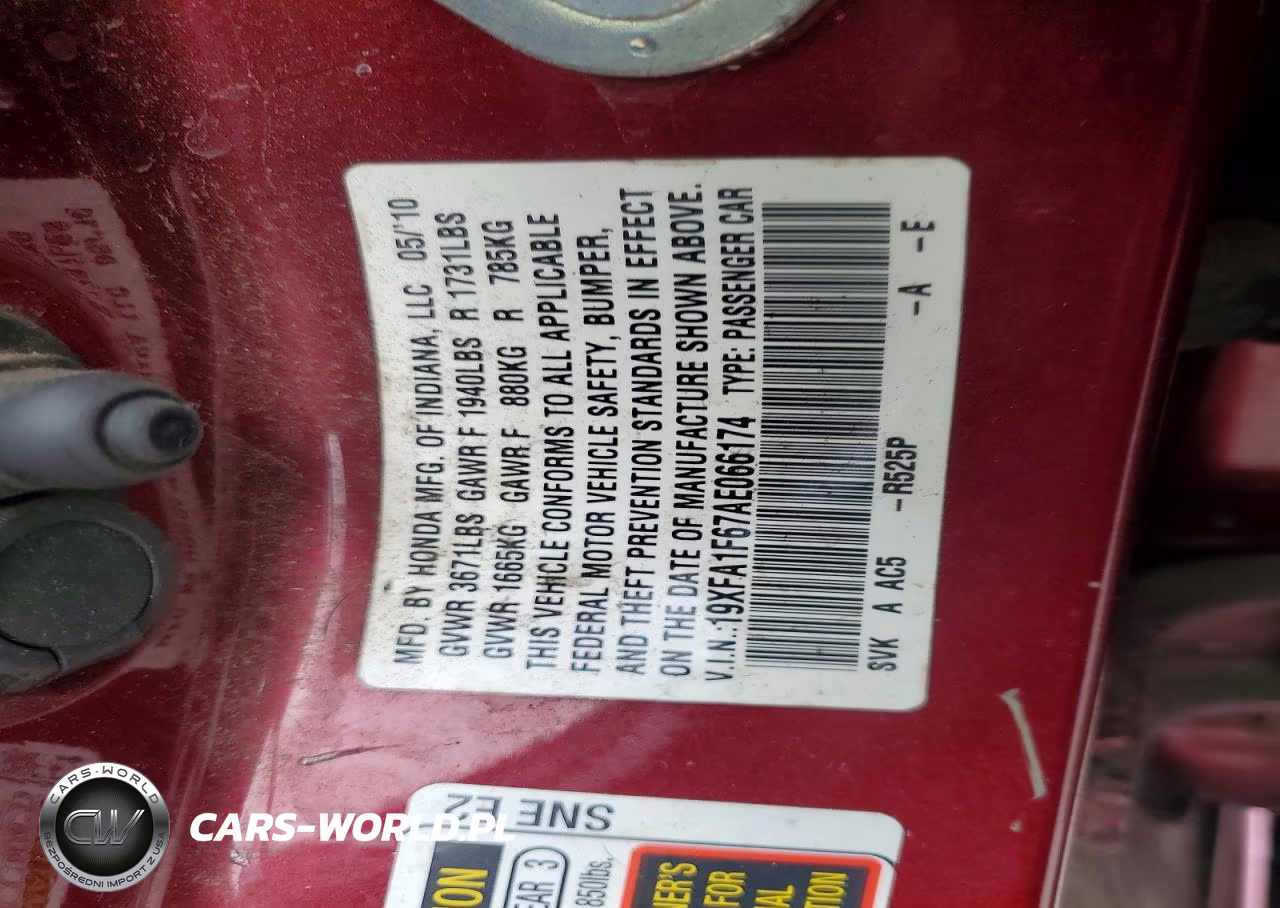2010 Honda Civic Lx-S VIN:19XFA1F67AE066174 - 13