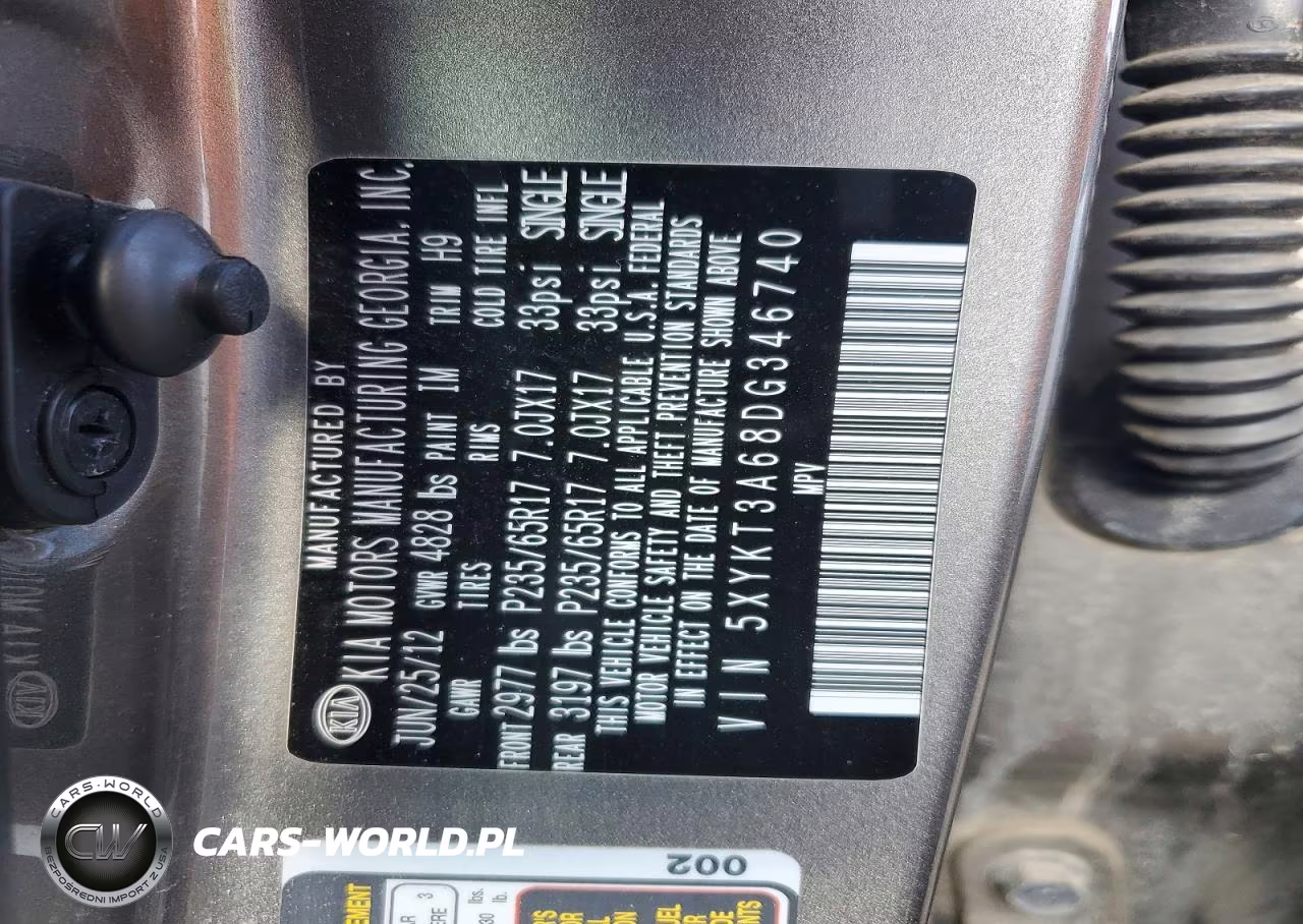 2013 Kia Sorento Lx VIN:5XYKT3A68DG346740 - 12