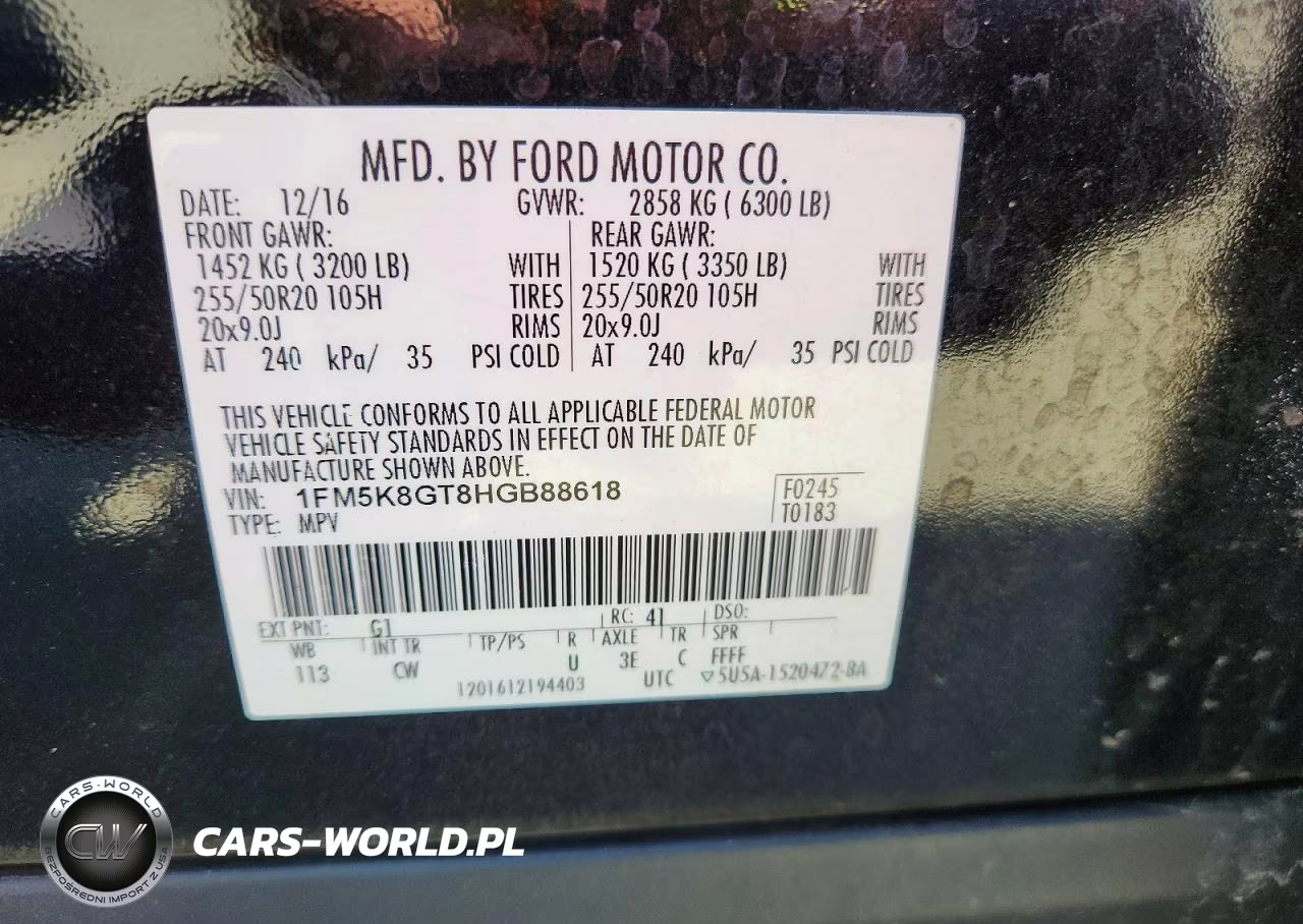 2017 Ford Explorer Sport VIN:1FM5K8GT8HGB88618 - 13