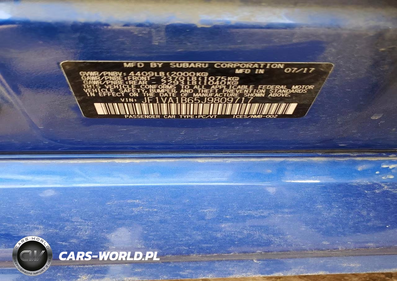 2018 Subaru Wrx VIN:JF1VA1B65J9809717 - 12