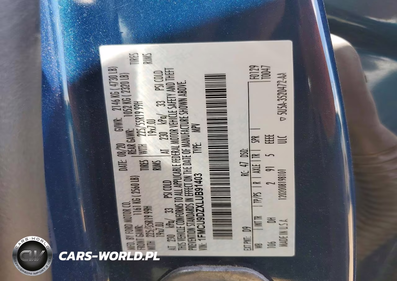 2020 Ford Escape Titanium VIN:1FMCU9DZXLUB91403 - 12