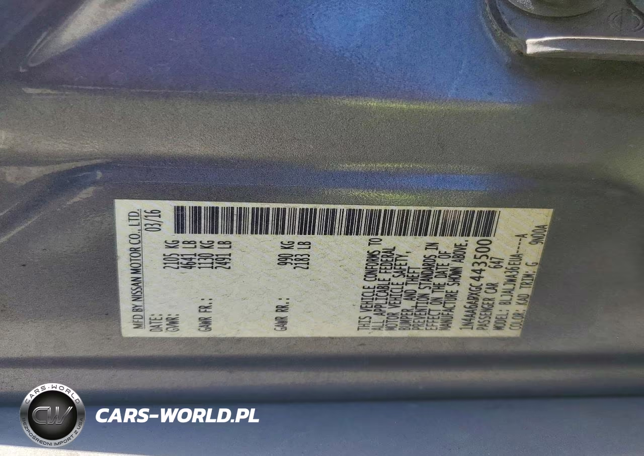 2016 Nissan Maxima 3.5 Sv VIN:1N4AA6APXGC443500 - 13