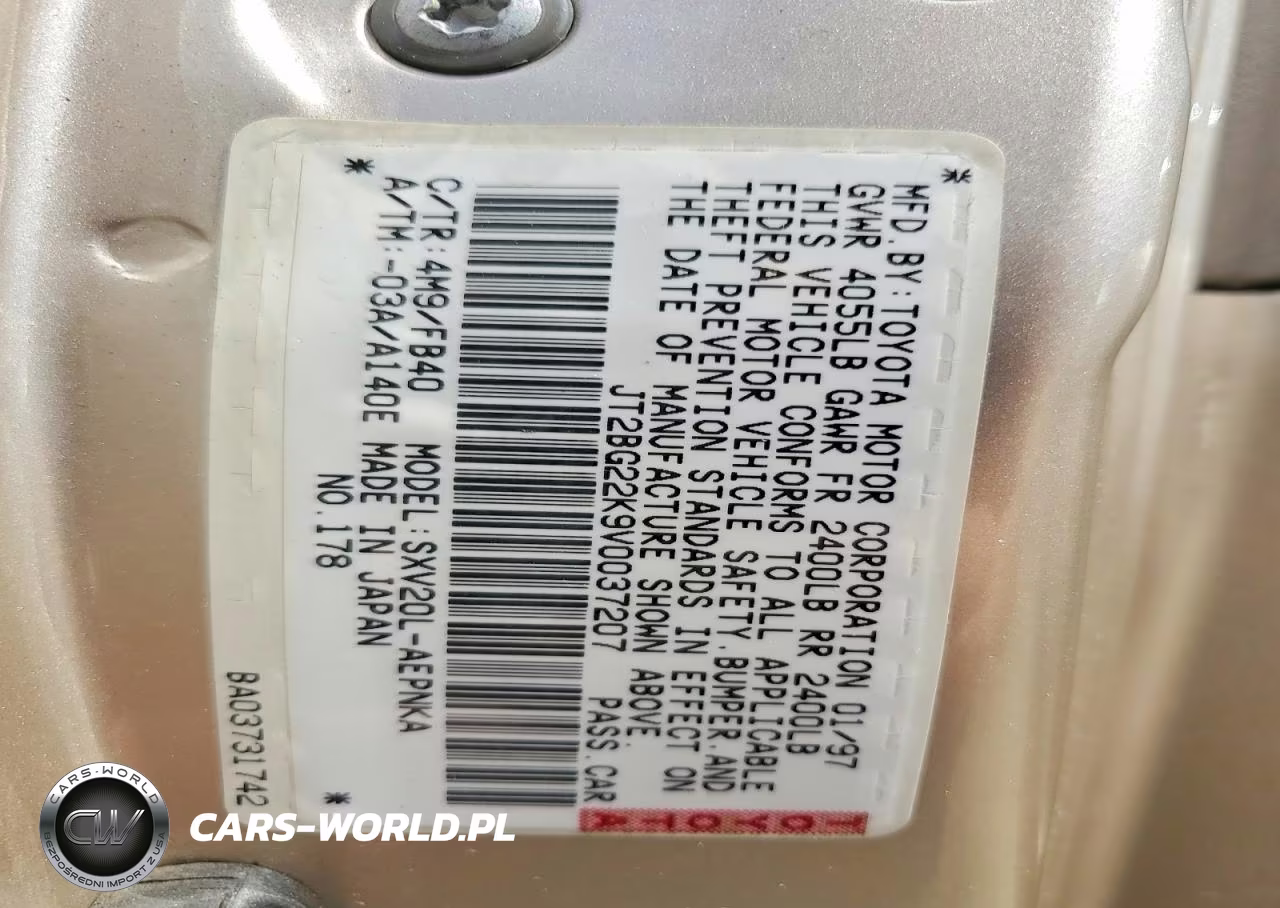 1997 Toyota Camry Le VIN:JT2BG22K9V0037207 - 13