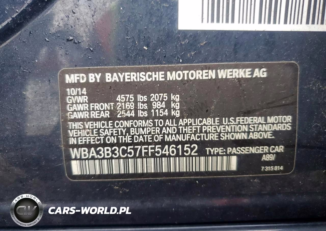 2015 BMW 328 Xi VIN:WBA3B3C57FF546152 - 12