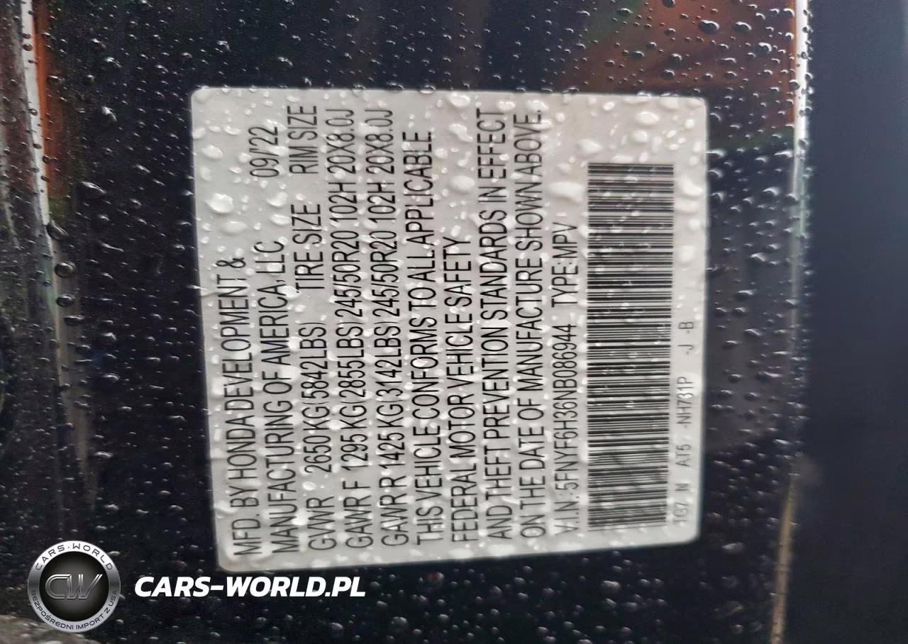 2022 Honda Pilot Sport VIN:5FNYF6H36NB086944 - 14