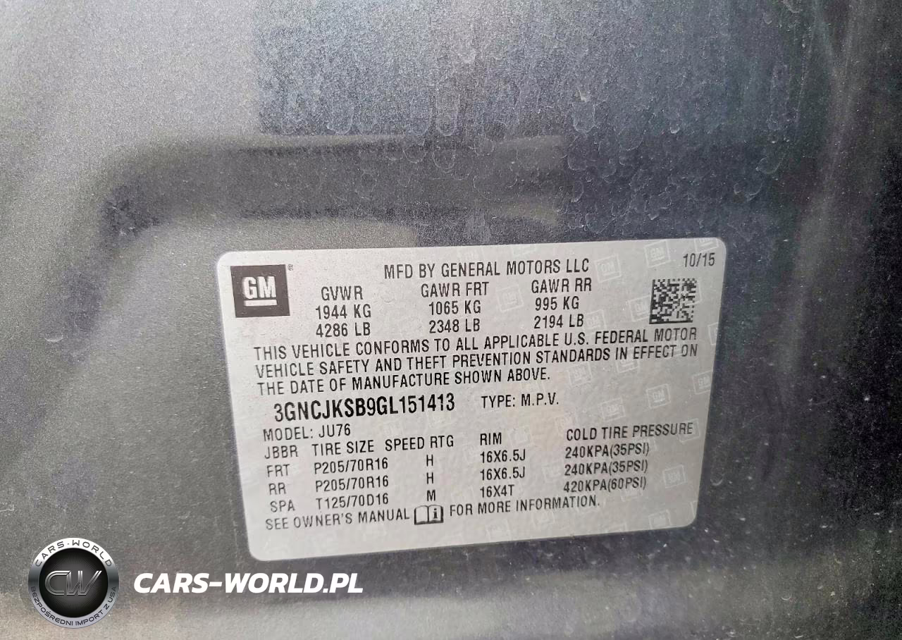 2016 Chevrolet Trax Ls VIN:3GNCJKSB9GL151413 - 13