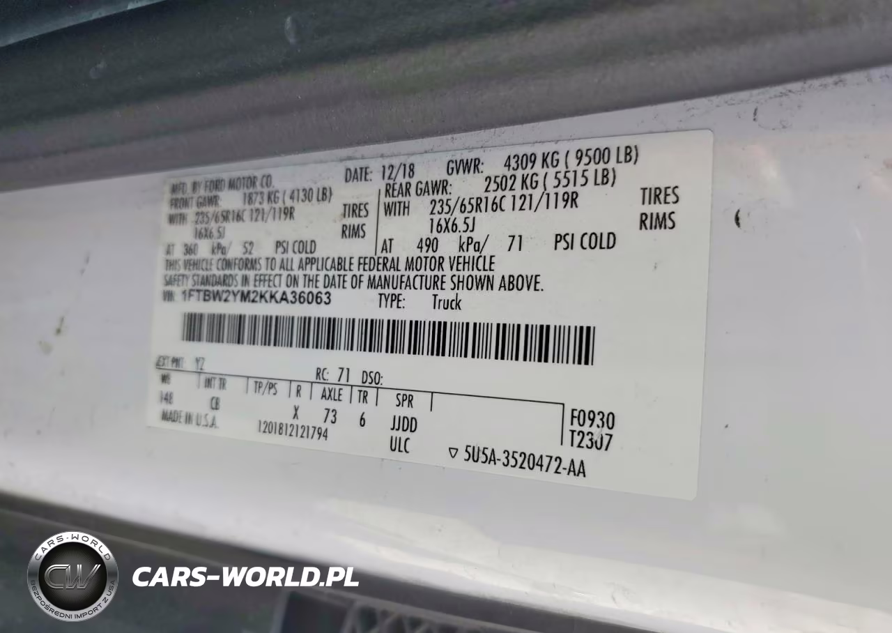 2019 Ford Transit 350 Delivery Van VIN:1FTBW2YM2KKA36063 - 13