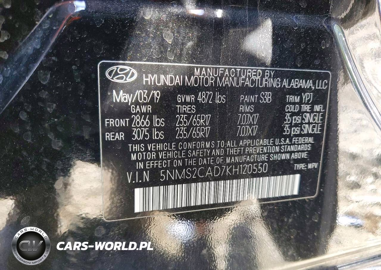 2019 Hyundai Santa Fe Se VIN:5NMS2CAD7KH120550 - 13