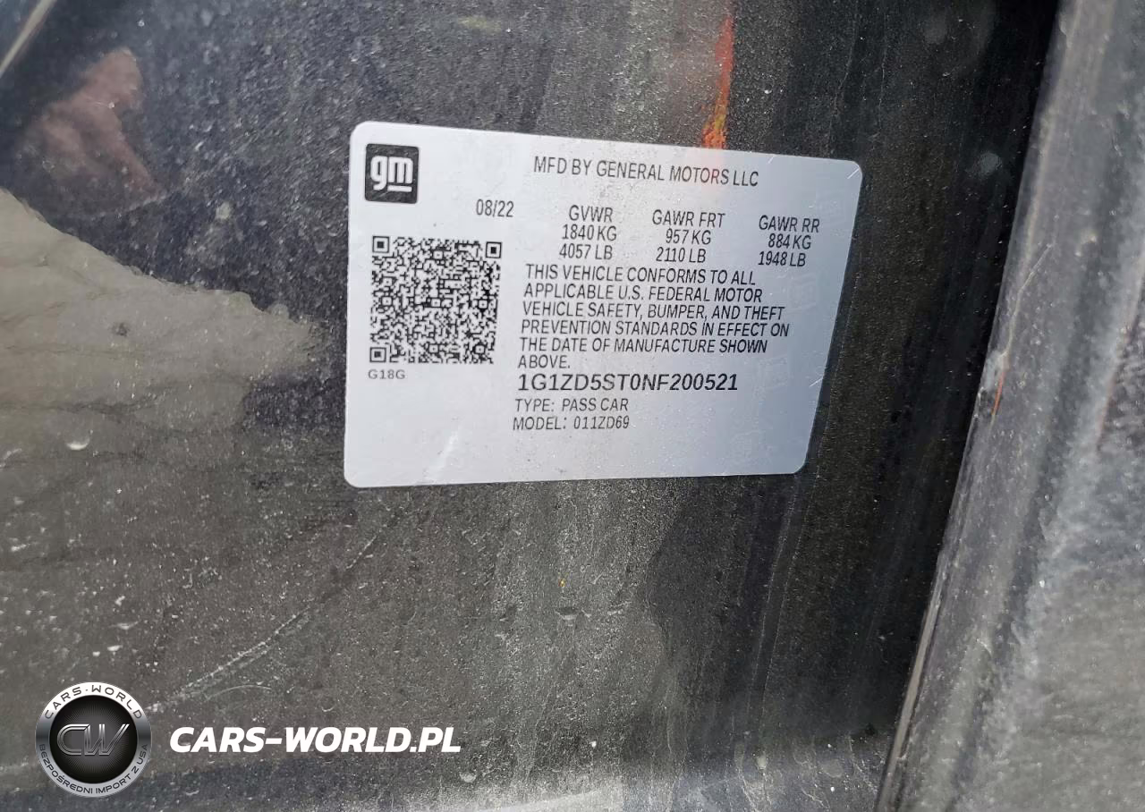 2022 Chevrolet Malibu Lt VIN:1G1ZD5ST0NF200521 - 12