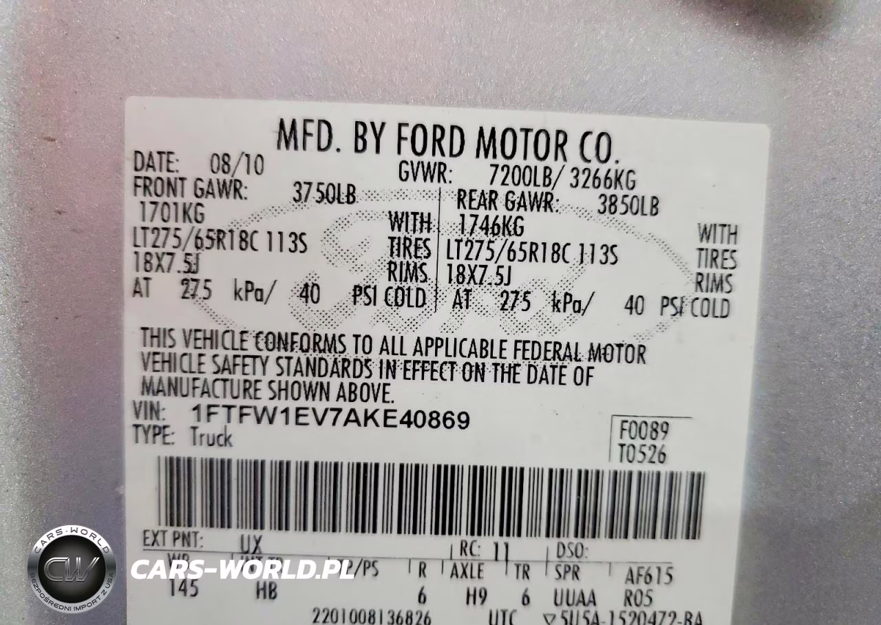 2010 Ford F150 Supercrew VIN:1FTFW1EV7AKE40869 - 12