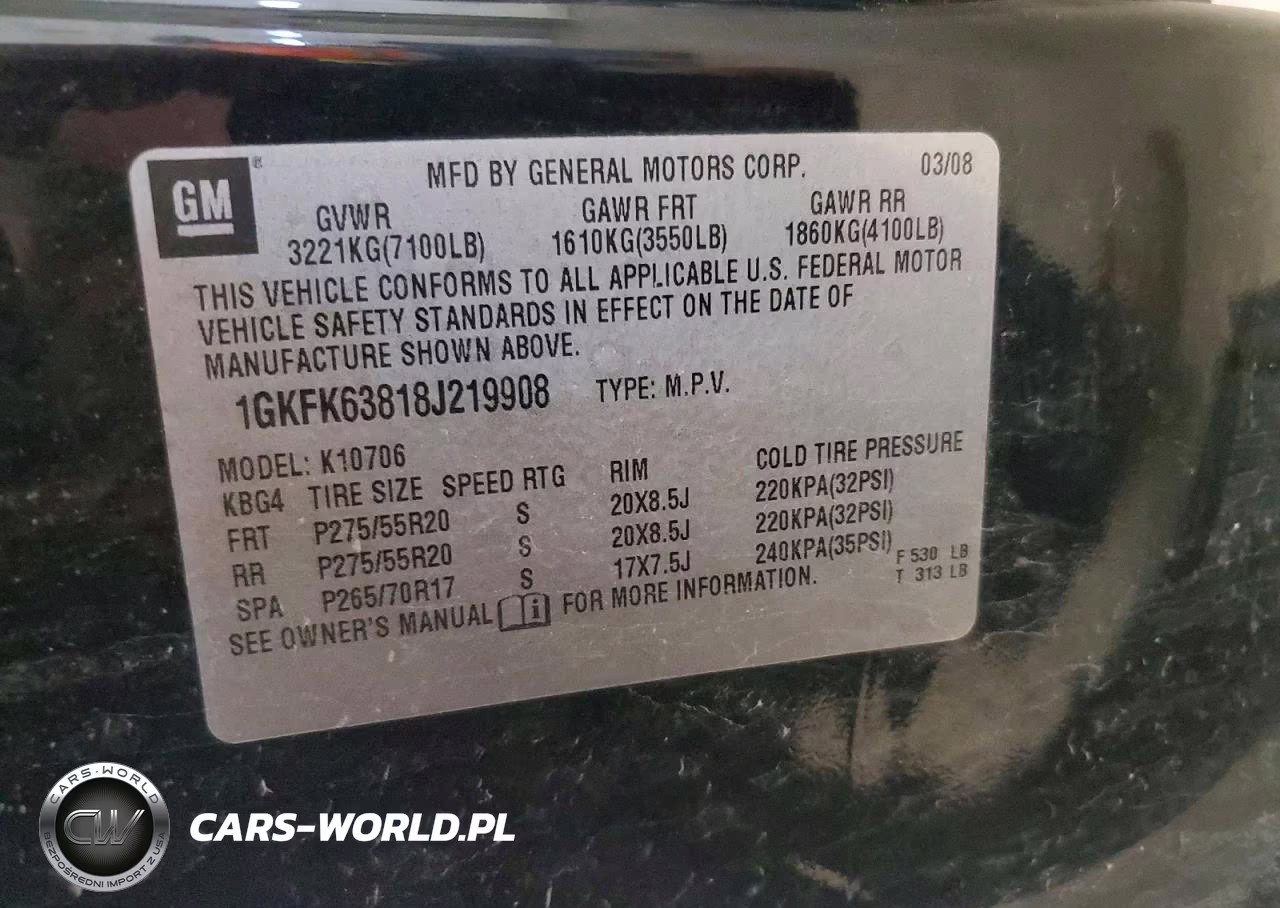 2008 GMC Yukon Denali VIN:1GKFK63818J219908 - 13