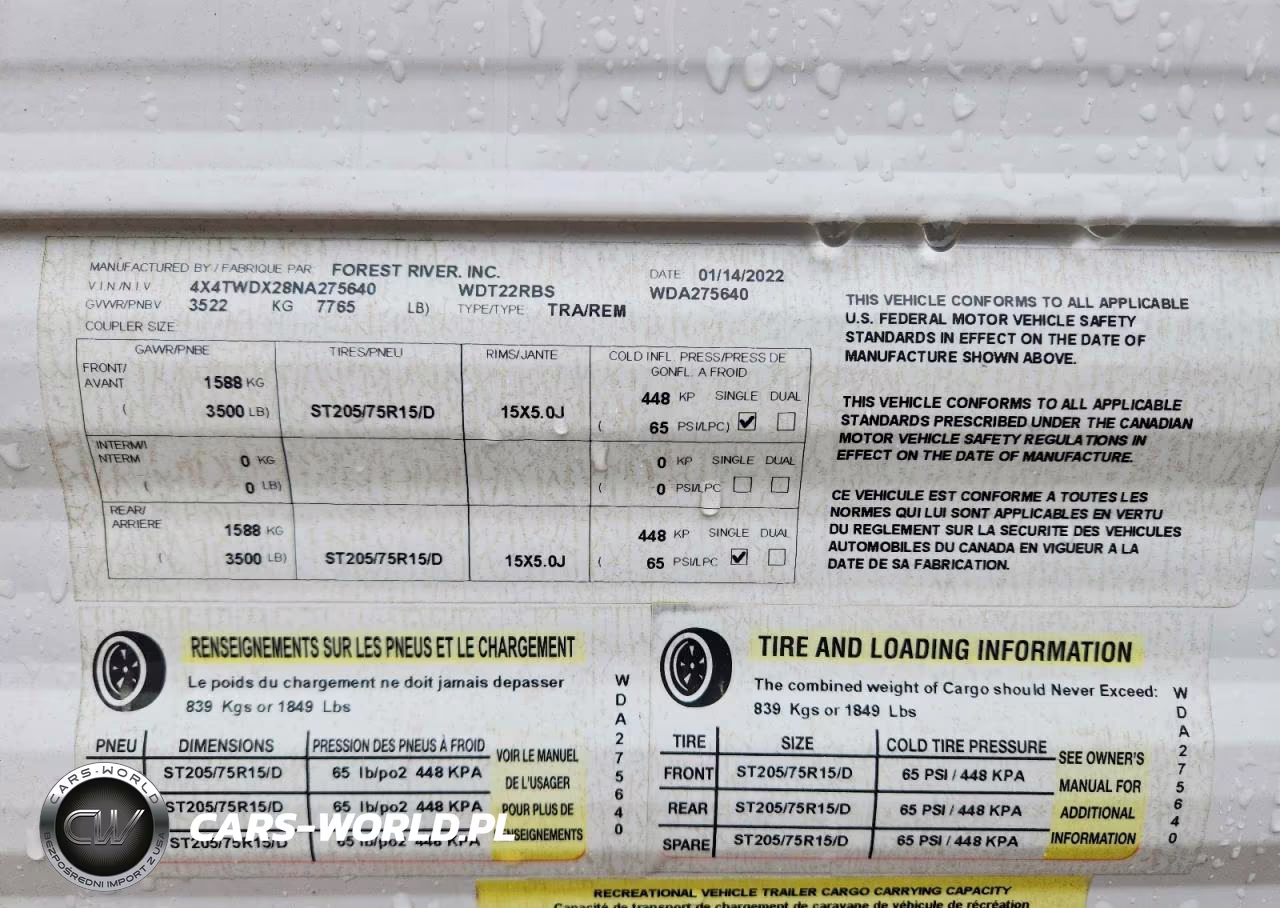 2022 Wildwood Trailer VIN:4X4TWDX28NA275640 - 10