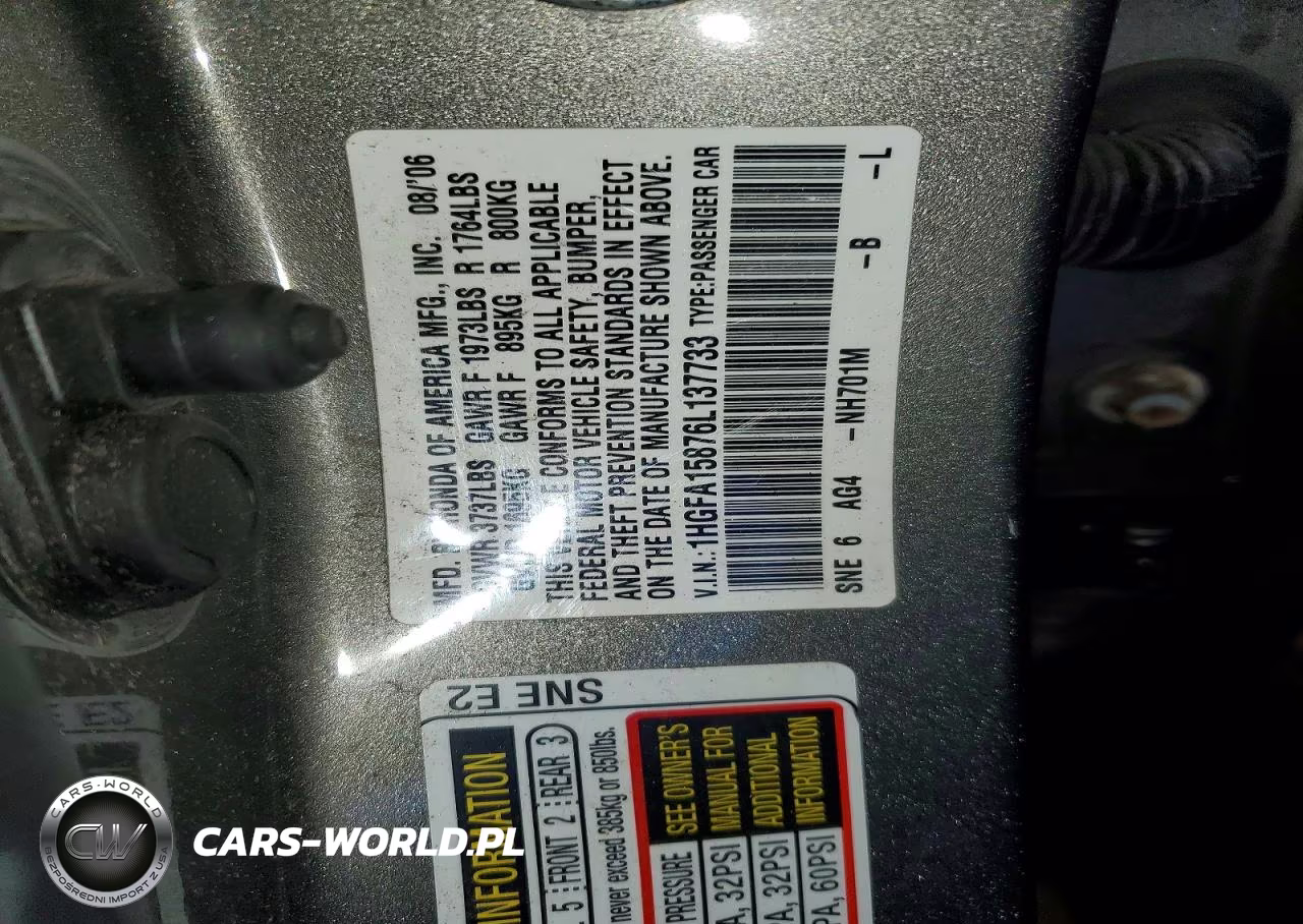 2006 Honda Civic Ex VIN:1HGFA15876L137733 - 13