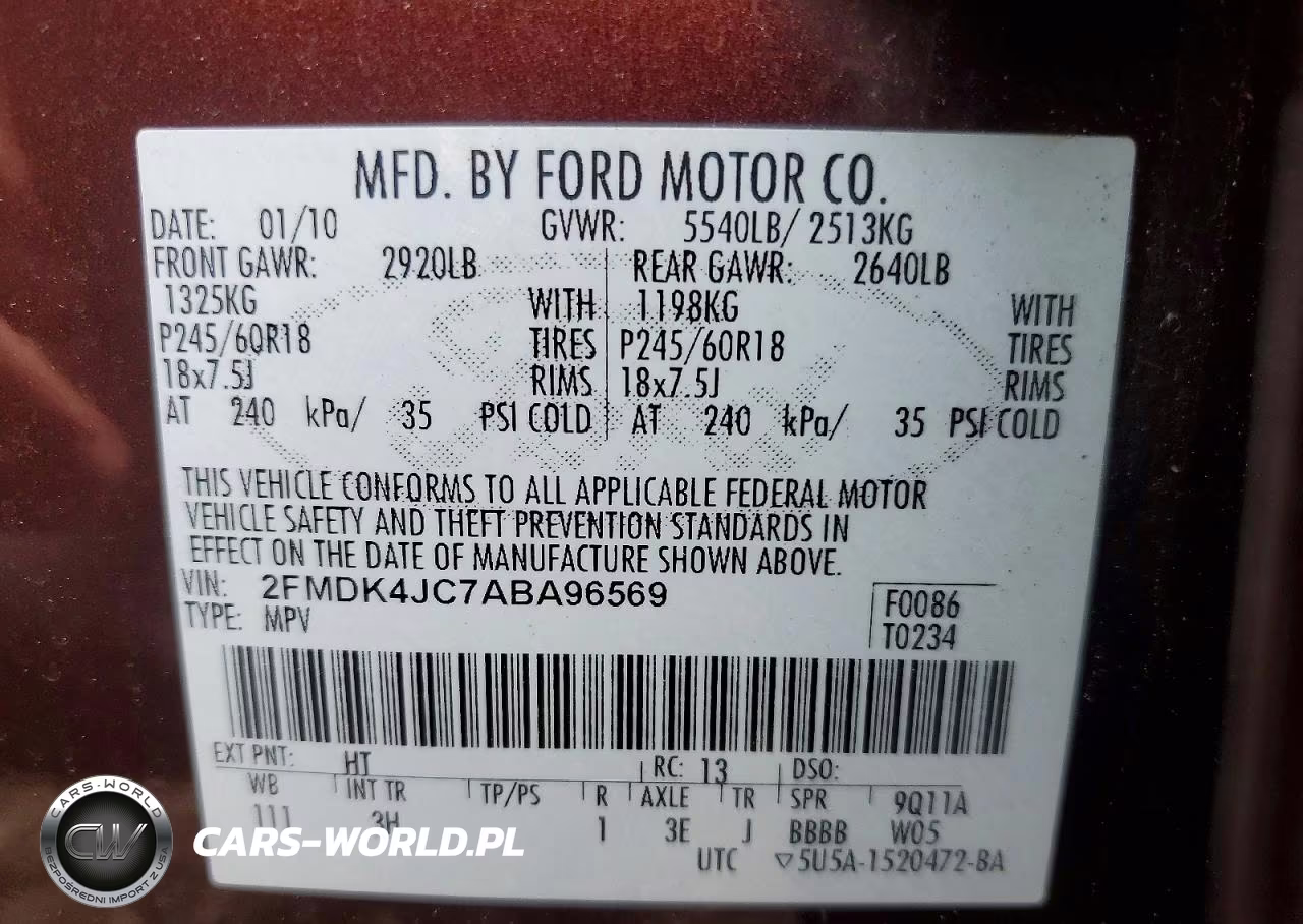 2010 Ford Edge Sel VIN:2FMDK4JC7ABA96569 - 12