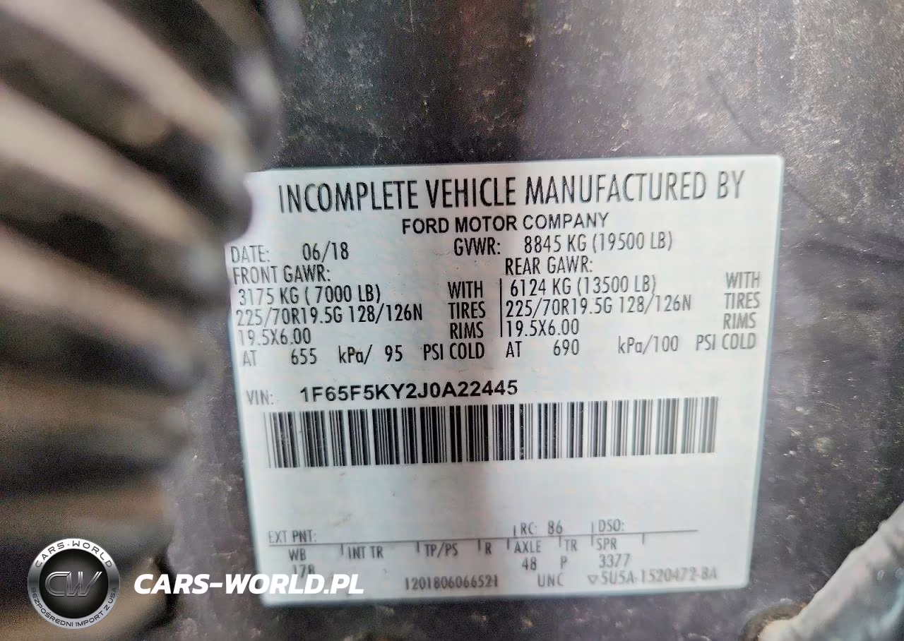 2018 Ford F59 Delivery Truck VIN:1F65F5KY2J0A22445 - 12