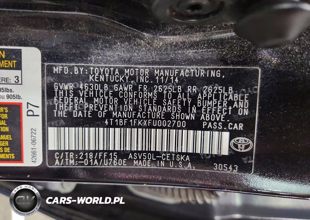 2015 Toyota Camry Se VIN:4T1BF1FKXFU002700 - 12