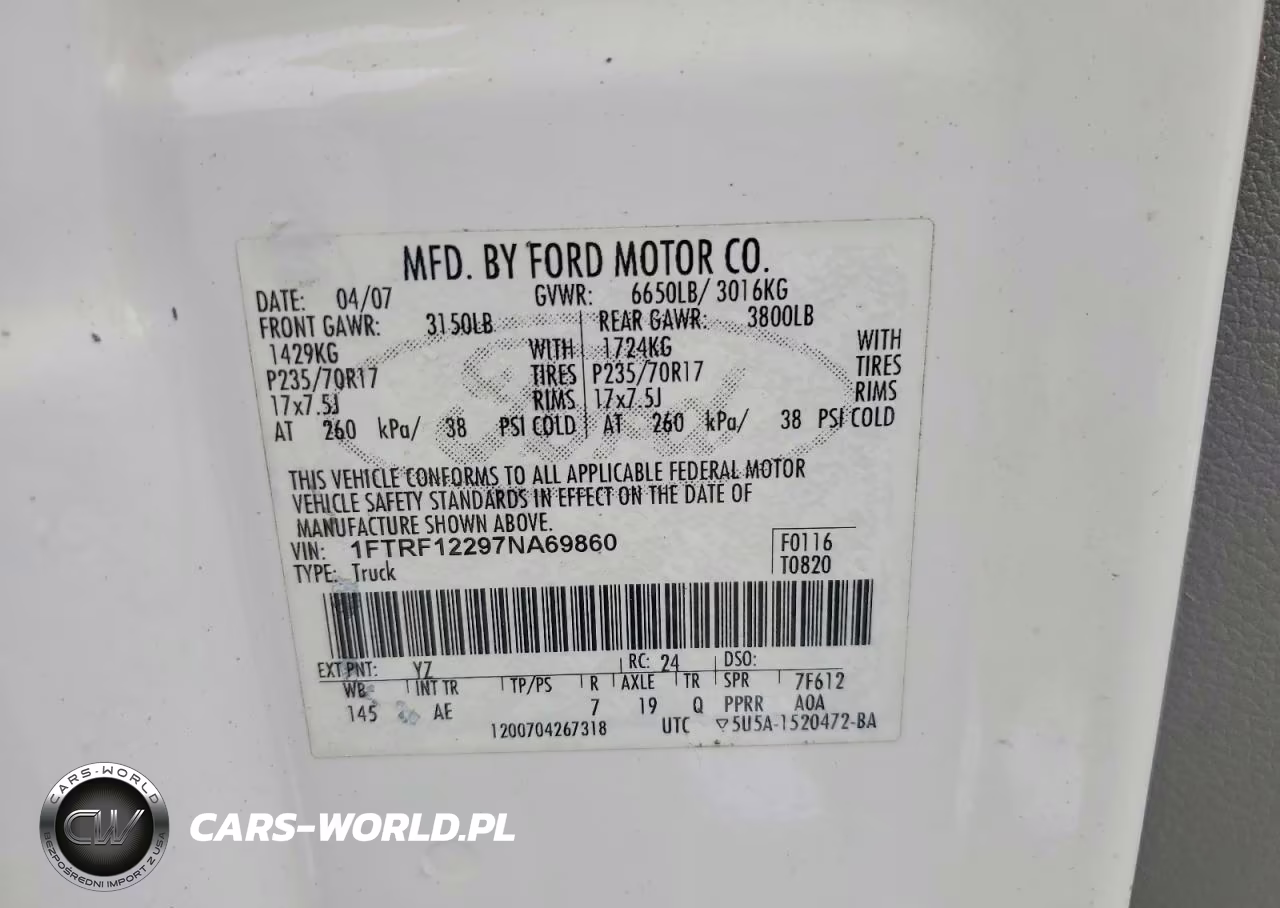 2007 Ford F150 VIN:1FTRF12297NA69860 - 12