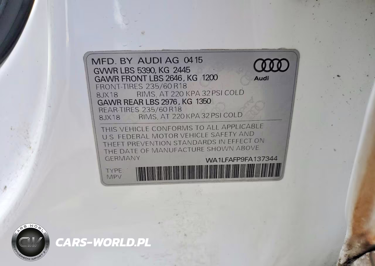 2015 Audi Q5 Premium Plus VIN:WA1LFAFP9FA137344 - 12