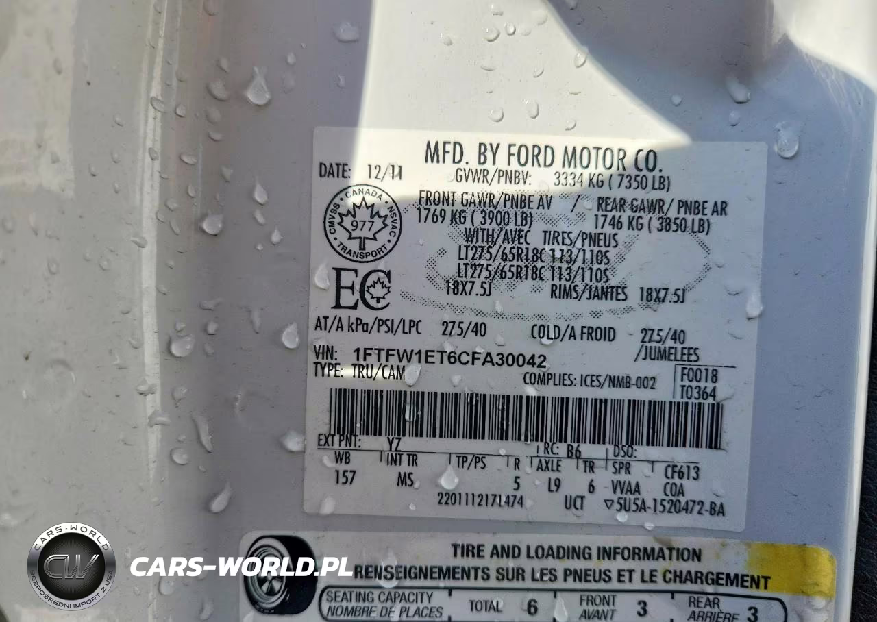 2012 Ford F150 Supercrew VIN:1FTFW1ET6CFA30042 - 12