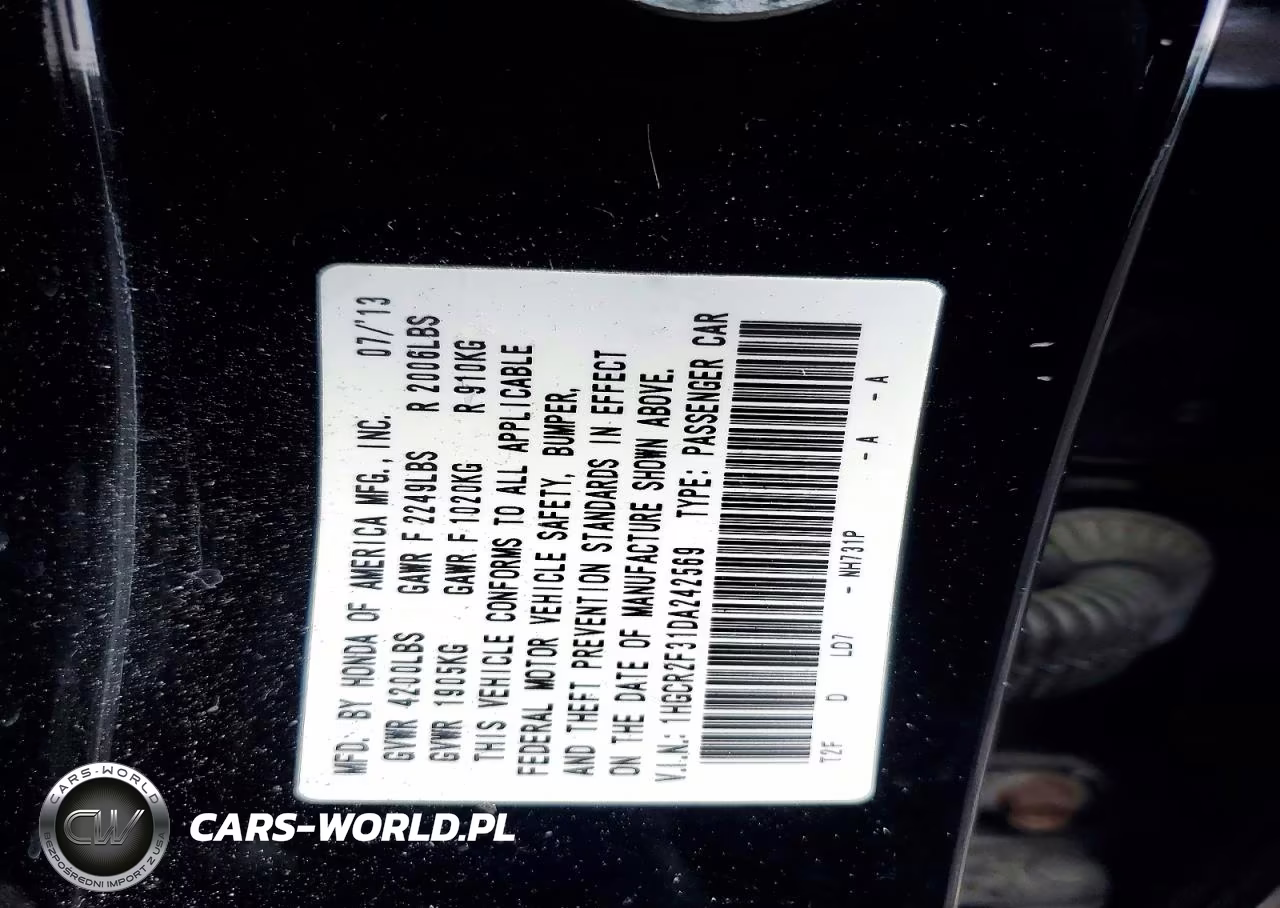 2013 Honda Accord Lx VIN:1HGCR2F31DA242569 - 12