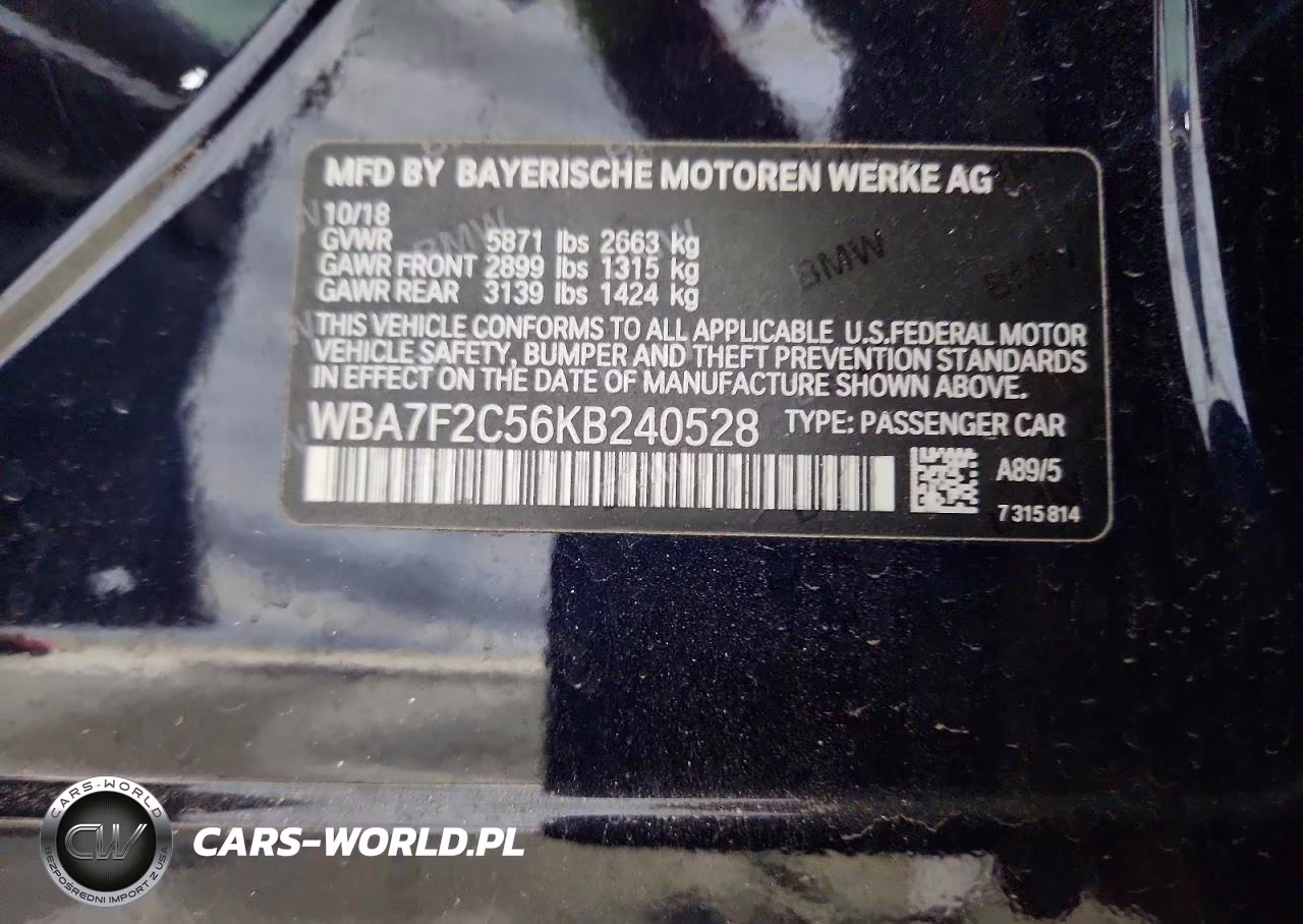 2019 BMW 750 Xi VIN:WBA7F2C56KB240528 - 12